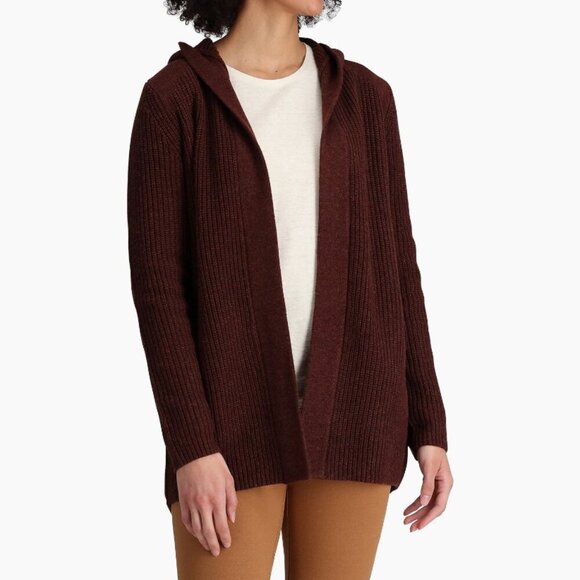 Royal Robbins Wool Blend Baylands Cardigan Hoodie Women’s Medium Red Brown - Picture 1 of 5
